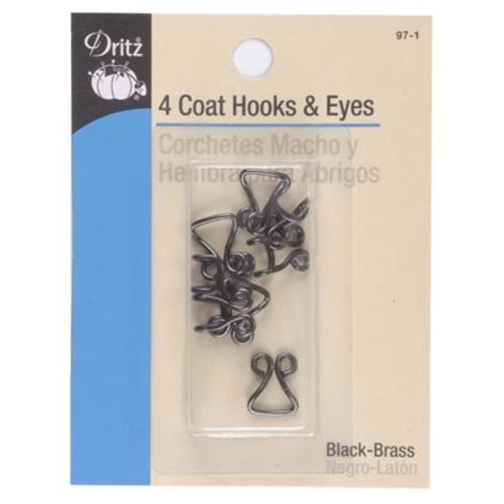 Dritz - Coat Hooks and Eyes - 4 pack - Black/Brass