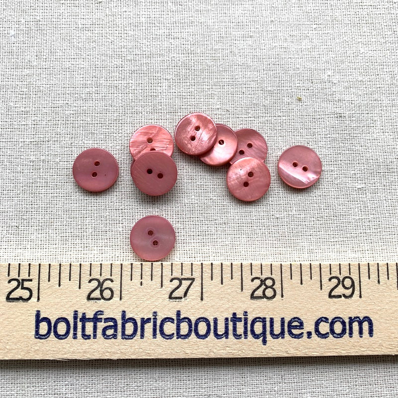 Shimmery Glossy Dusty Rose Button - 13mm