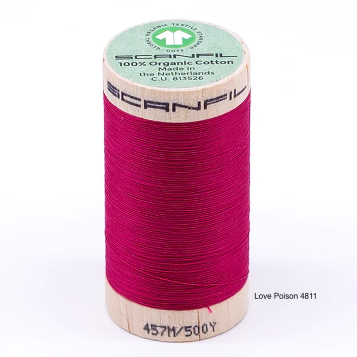 Scanfil Thread Scanfil - Organic Cotton Thread - 50/2 wt - 500 Yards - Purple, Pink ...