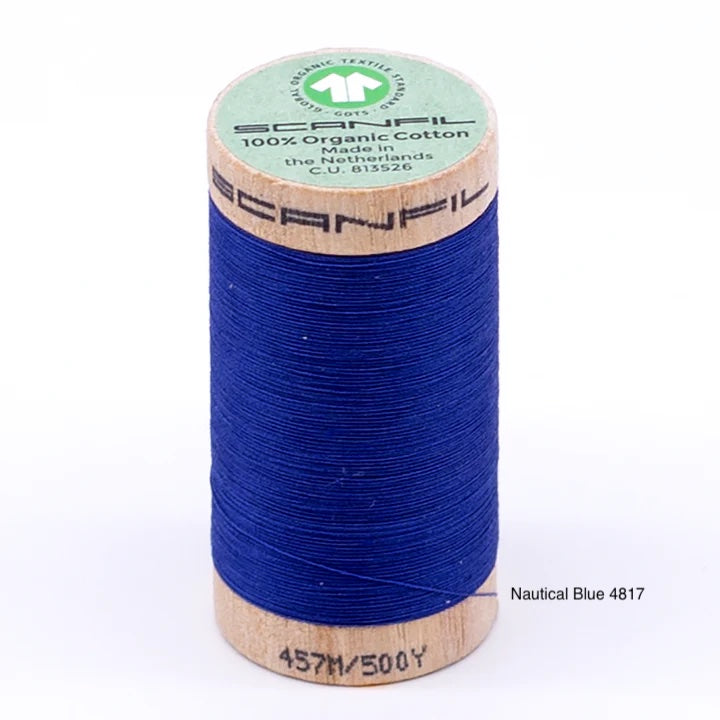 Scanfil - Organic Cotton Thread - 50/2 wt - 500 Yards - Blue and Green