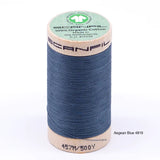 Scanfil - Organic Cotton Thread - 50/2 wt - 500 Yards - Blue and Green