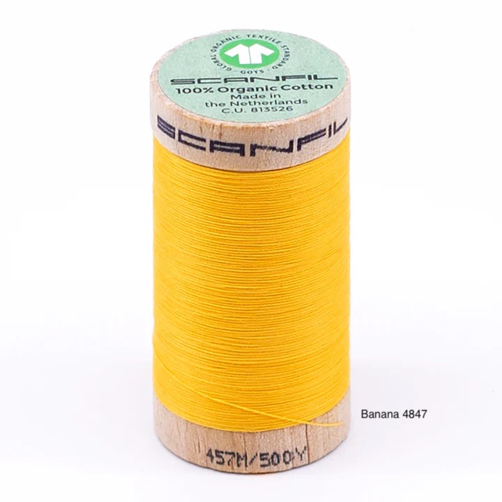 Scanfil - Organic Cotton Thread - 50/2 wt - 500 Yards - Purple, Pink, Red, Orange, Yellow