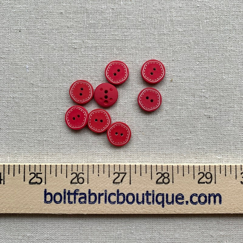 Pink with White Stitches Button - 15mm