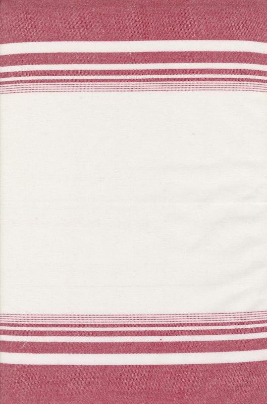 Dish Toweling - Enamoured - Border Stripes - Red on White