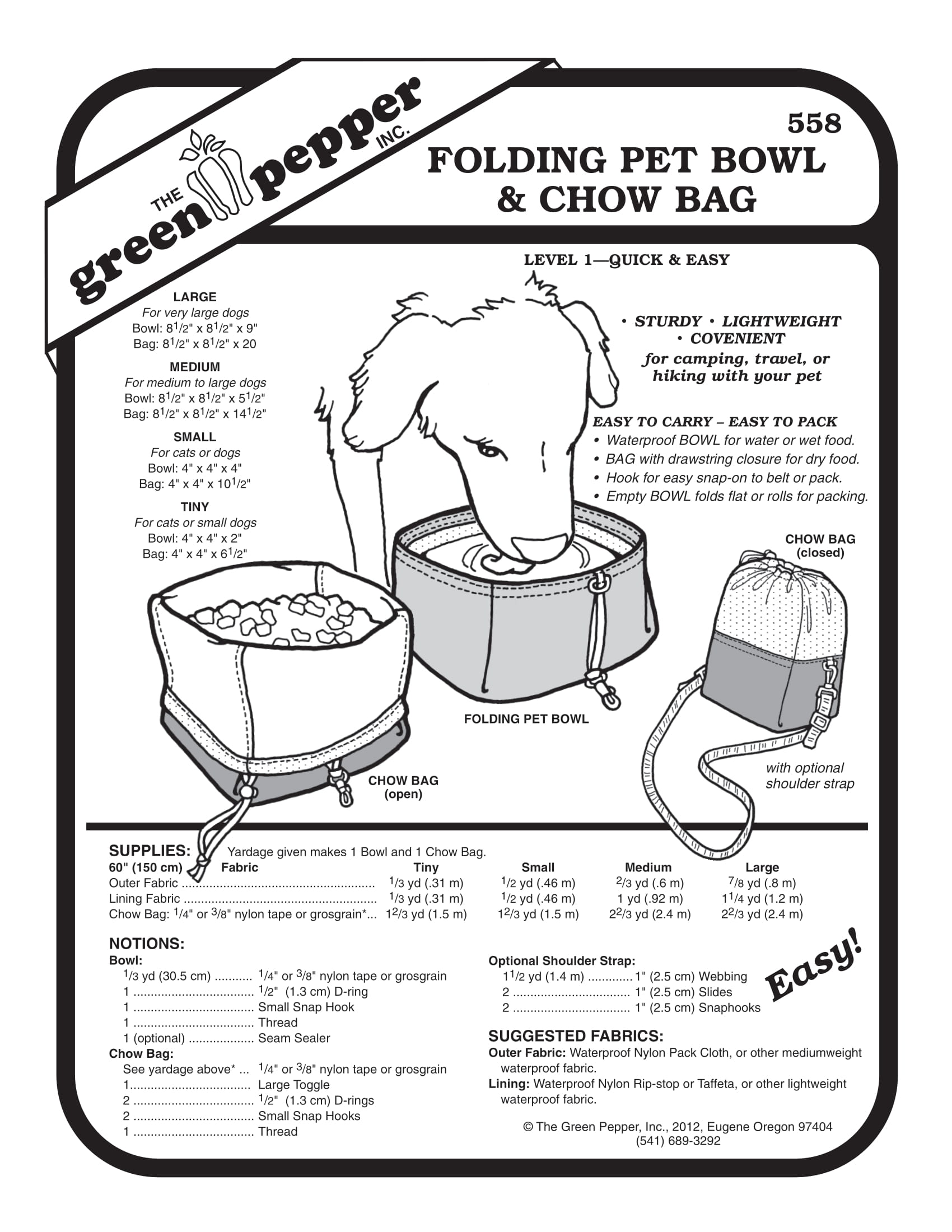 The Green Pepper - 558 - Folding Pet Bowl & Chow Bag