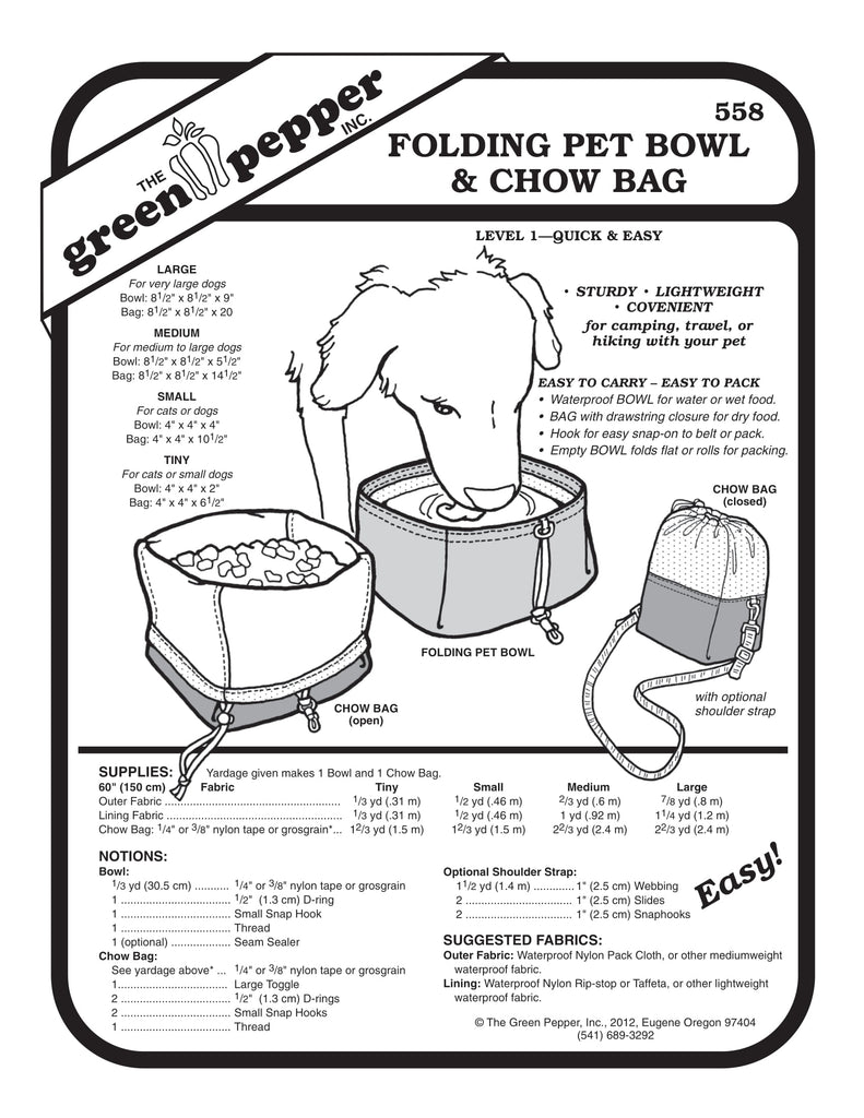 The Green Pepper - 558 - Folding Pet Bowl & Chow Bag