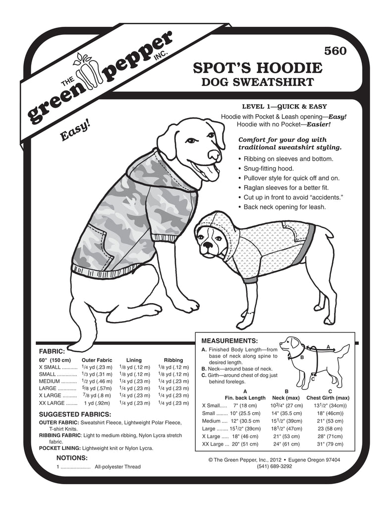 The Green Pepper - 560 - Spot's Hoodie-Dog Sweatshirt