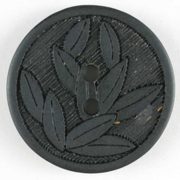 Dill - Two Hole Button - Leaf - Black -  Various