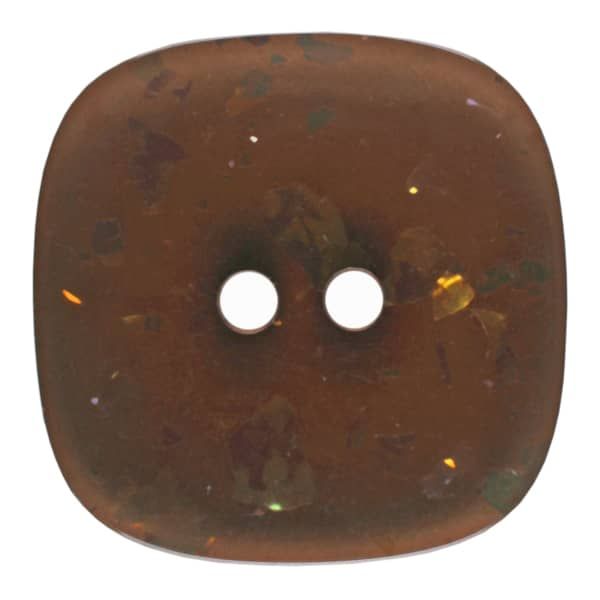 Dill - Square Brown Transparent Glitter Button - 25mm