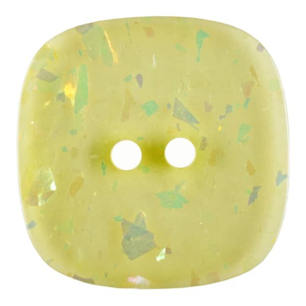 Dill - Square Yellow Glitter Button - 20mm