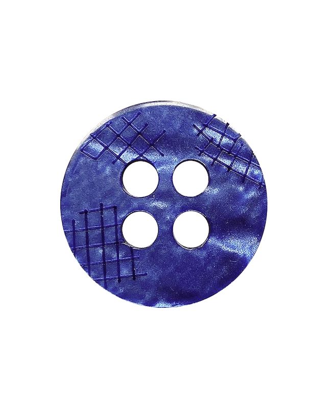 Dill - Four Hole Button - 18mm - Crosshatch - Blue