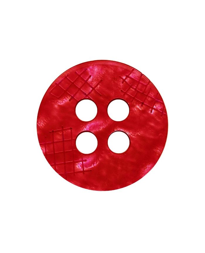 Dill - Cross Hatch Pearlescent Button - Red - 18mm