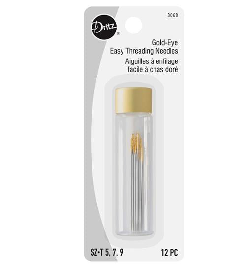 Dritz - Gold Eye Needles - Easy Threading - Sizes 5,7,9