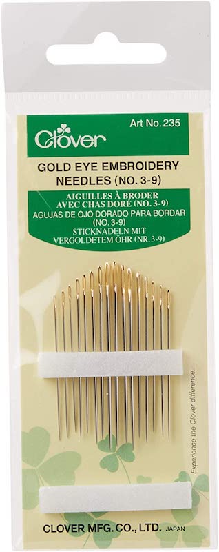Clover - Gold Eye Embroidery Needles - No. 3-9 - 16 Pack