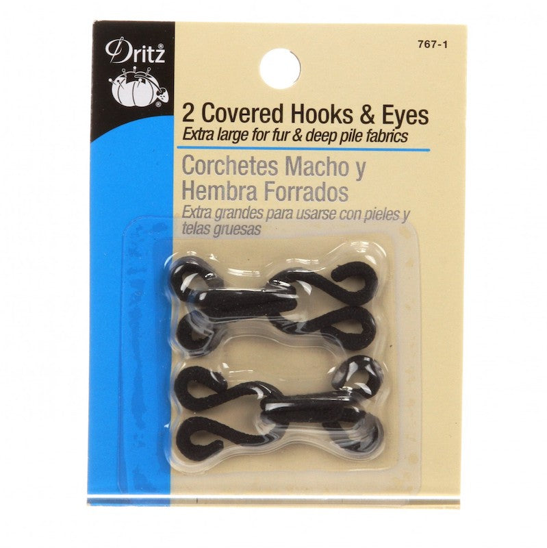 Dritz - Large Covered Hook and Eyes - Black - 2 pc.