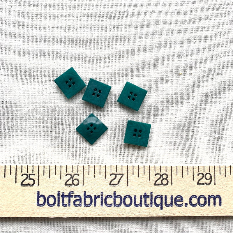 Turquoise Square Corozo Button - 18mm