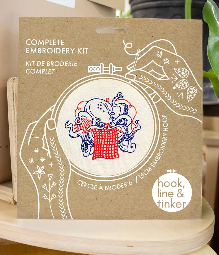 Hook, Line & Tinker - Embroidery Kit - Knitting Octopus