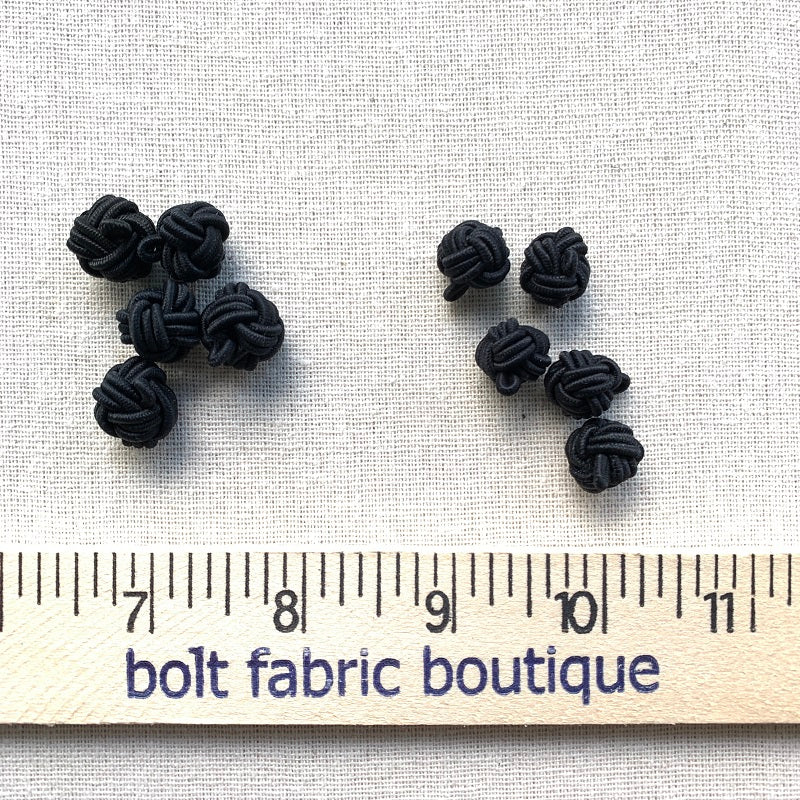 Black Vintage Woven Knots Button - 14mm and 12mm