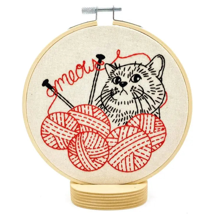 Hook, Line & Tinker - Embroidery Kit - Kitten with Knitting