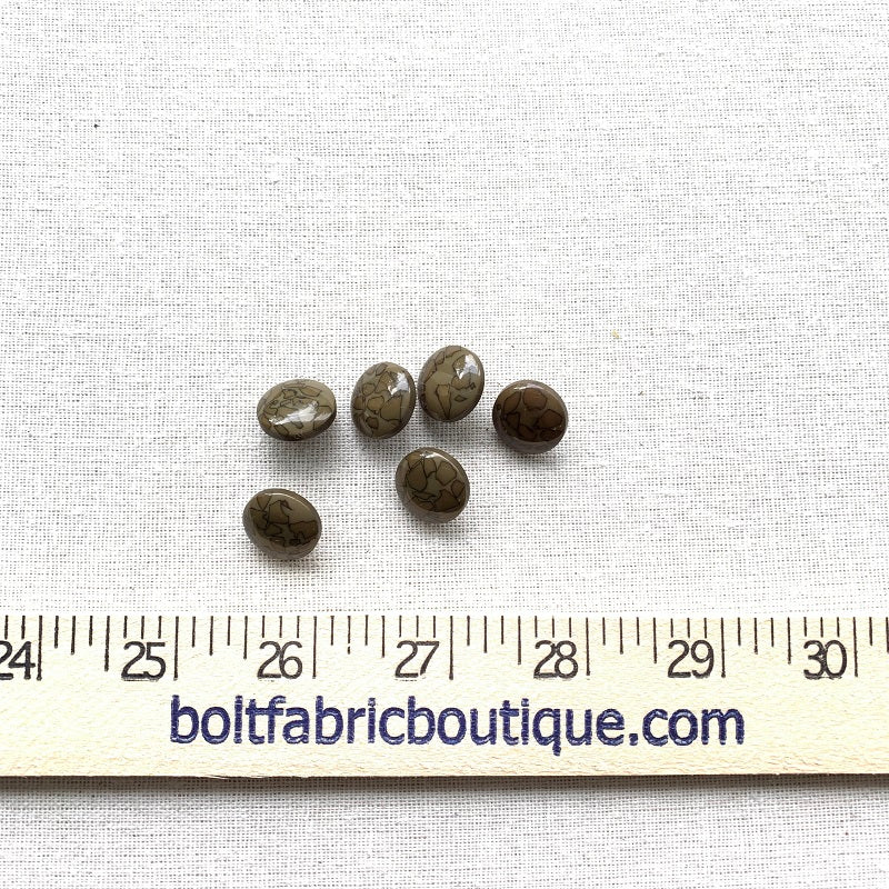 Glossy Olive with Shapes Shank Button