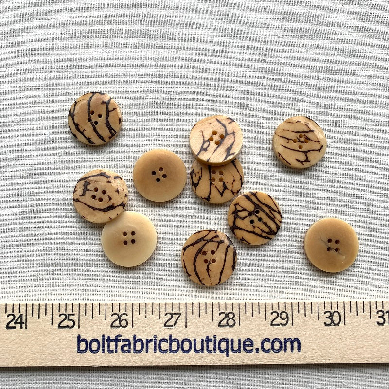 Ivory with Brown Button Large
