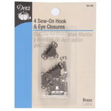 Dritz - Sew-On Hook and Eye Closures - Nickel - 4 pack