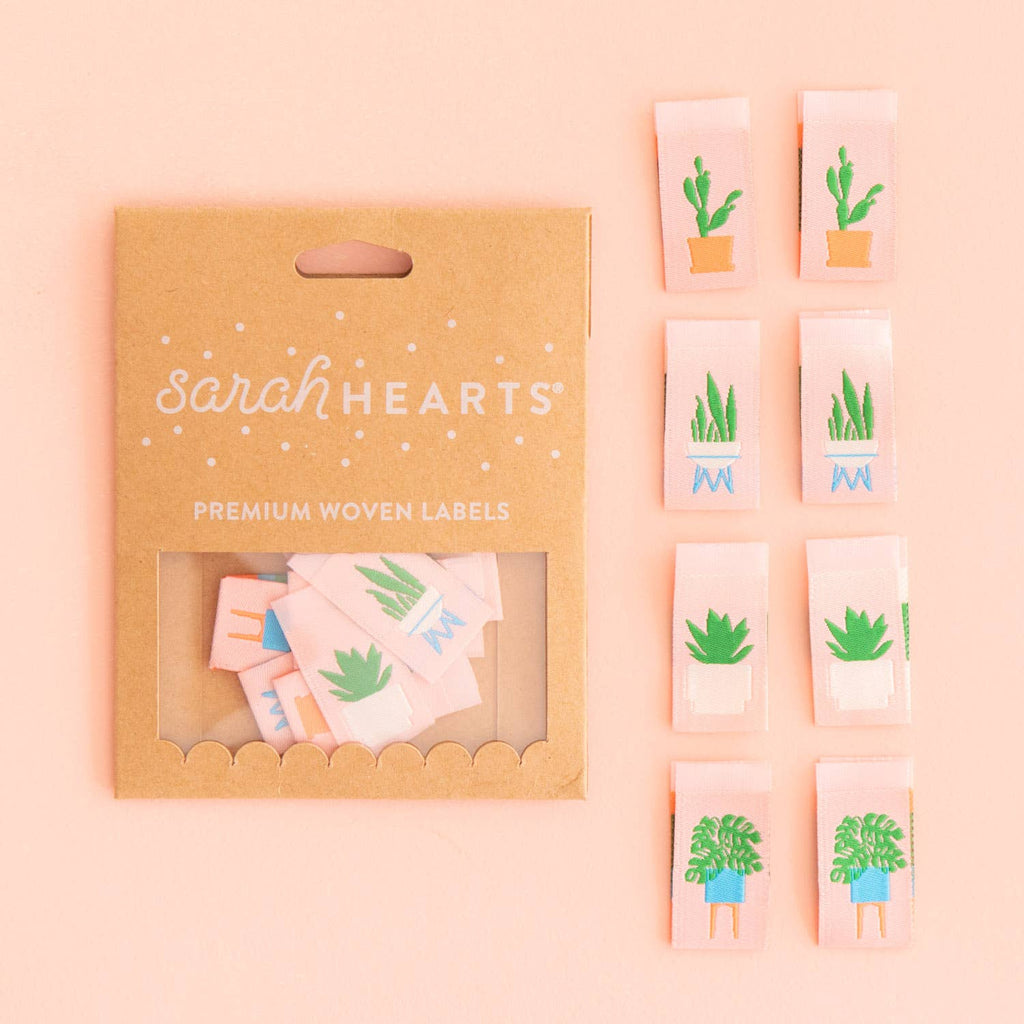 Sarah Hearts - Woven Clothing Label Tags - Houseplants Multipack