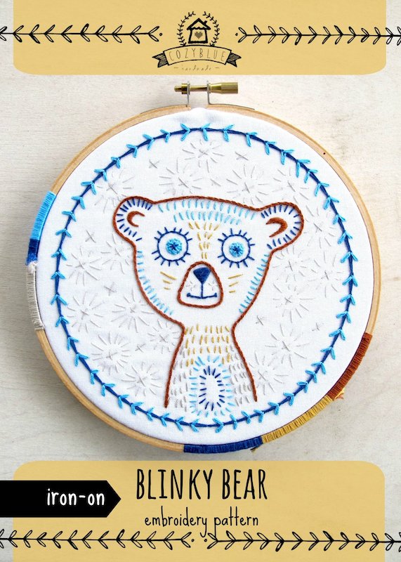 Cozyblue Handmade - Iron-On Embroidery Pattern - Blinky Bear