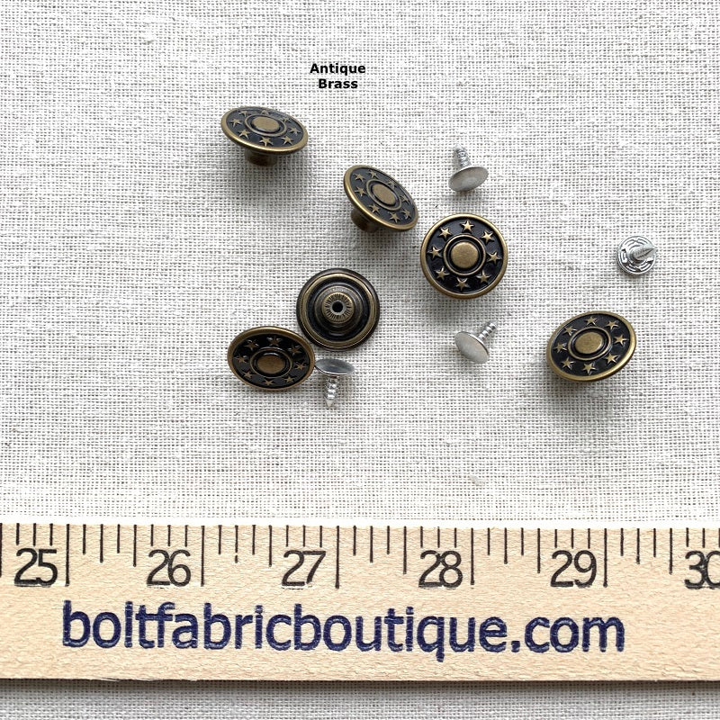 Dritz - Star Circle Jeans Button  11/16" (17mm) - Antique Brass