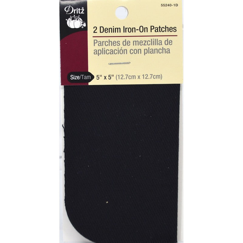 Dritz - Denim Iron-On Patches - 5" x 5" - Black