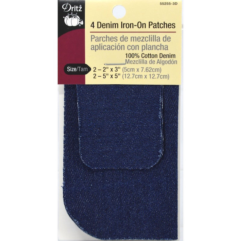 Dritz - Denim Iron-On Patches - Assorted Sizes - 4ct