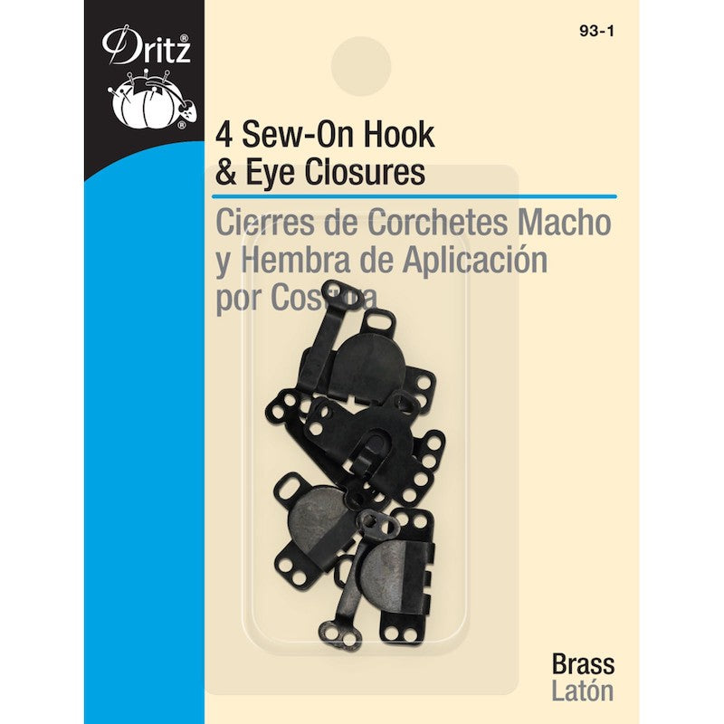 Dritz - Sew-On Hook and Eye Closures - Brass - 4 pack