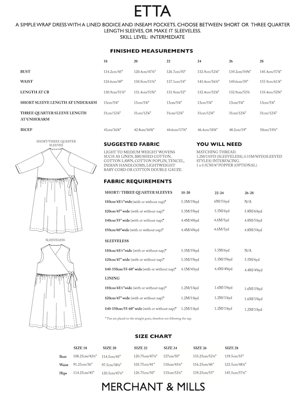 Merchant & Mills - Etta Wrap Dress - Size UK 6-18/18-28 | Bolt Fabric ...