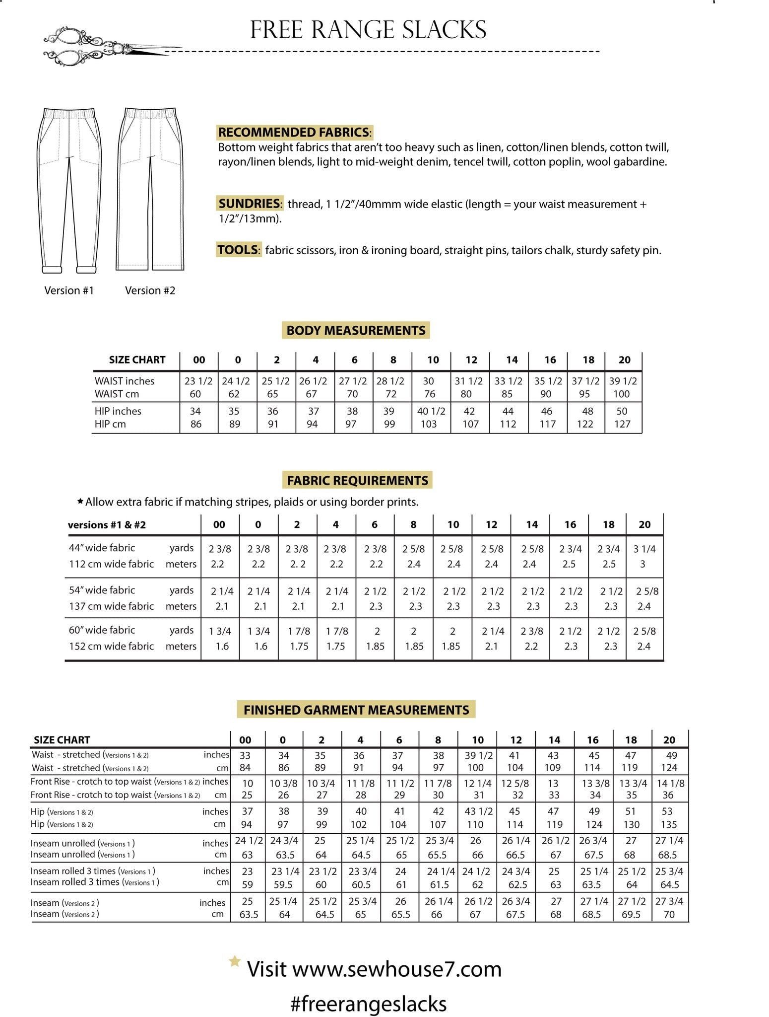 Sew House Seven - Free Range Slacks
