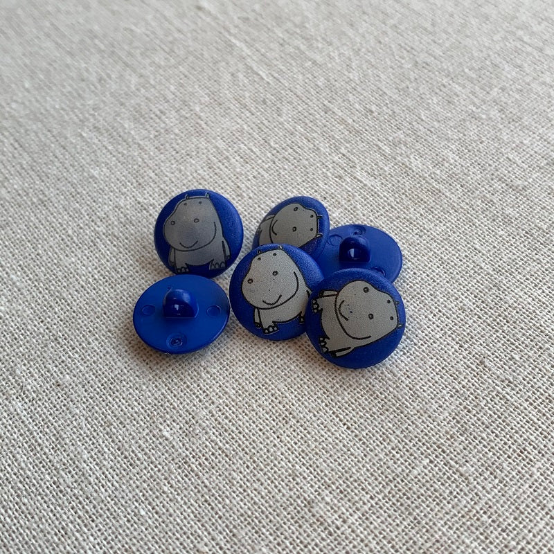 Blue Hippo Shank Button - 15mm