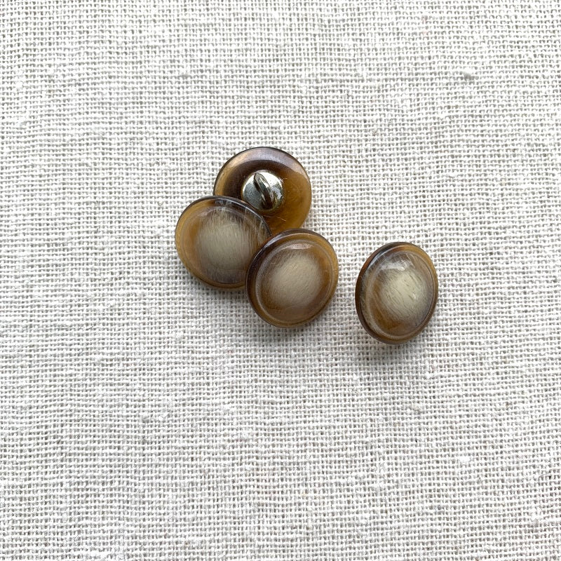 Amber and Ivory Shank Button - 15mm