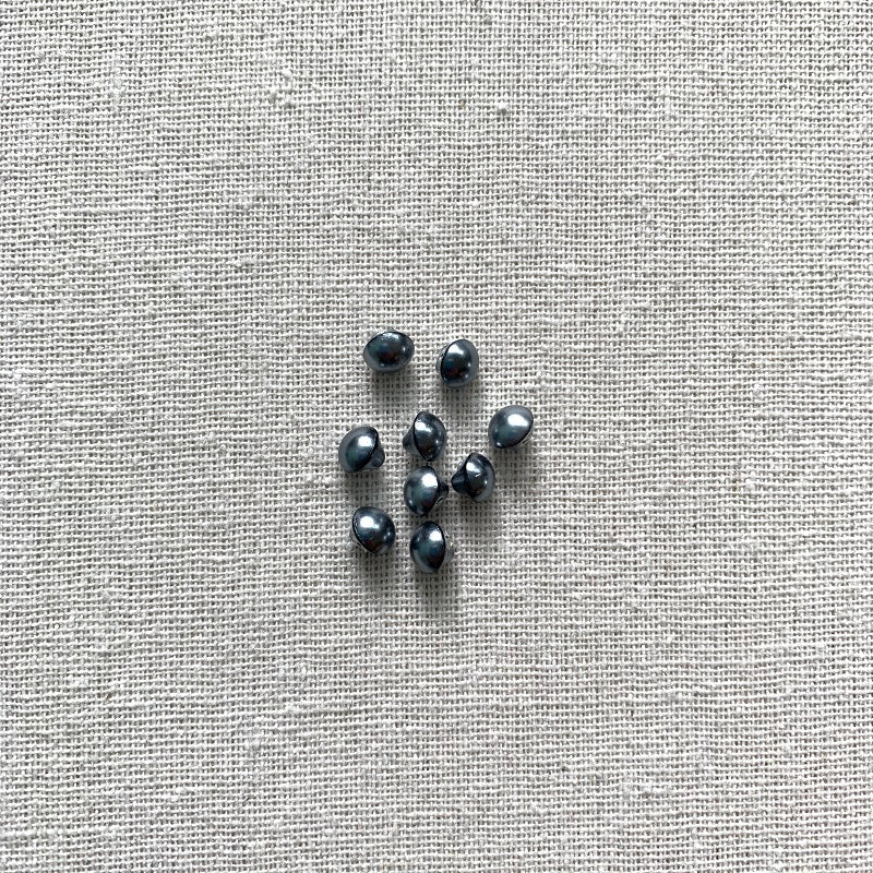 Tiny Gunmetal Pearl Shank Button - 5mm