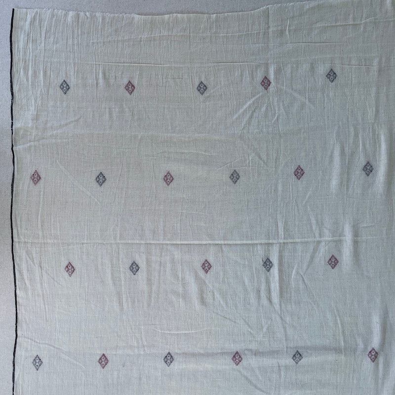 SALE Handloomed Organic Kala Cotton - Cream with Black and Red Floats