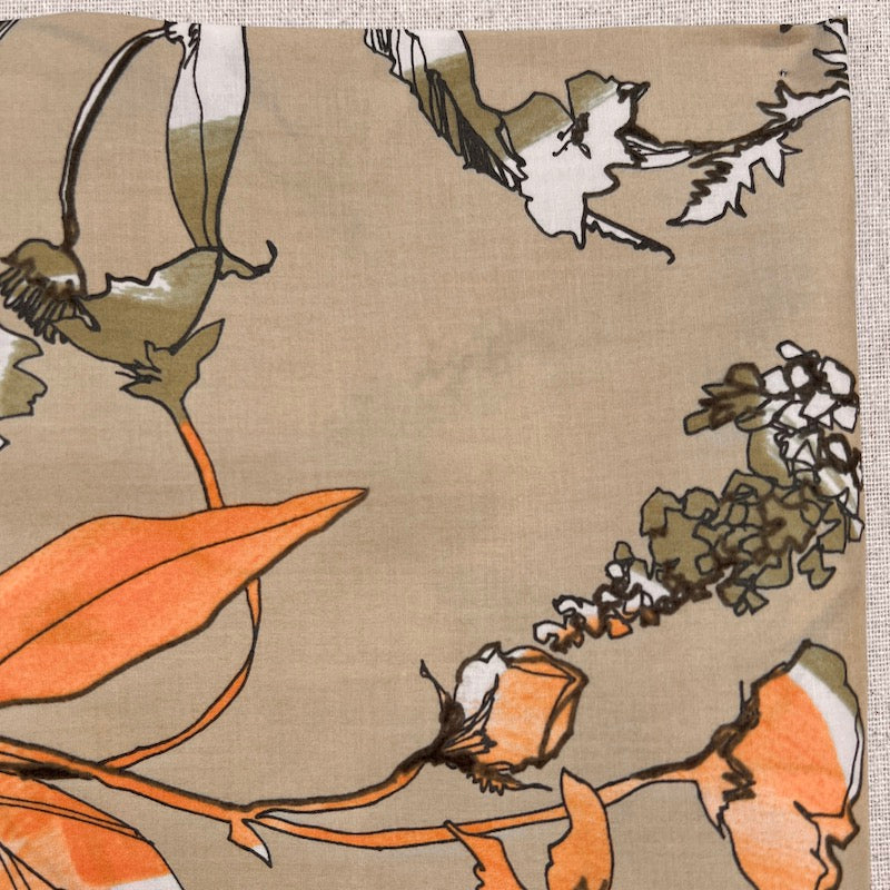 Sale! Hokkoh - Cotton Lawn - Sketch Flower - Taupe