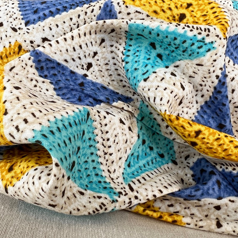 Hishiei - Faux Crochet - Pinwheels/Triangles - Blue and Yellow
