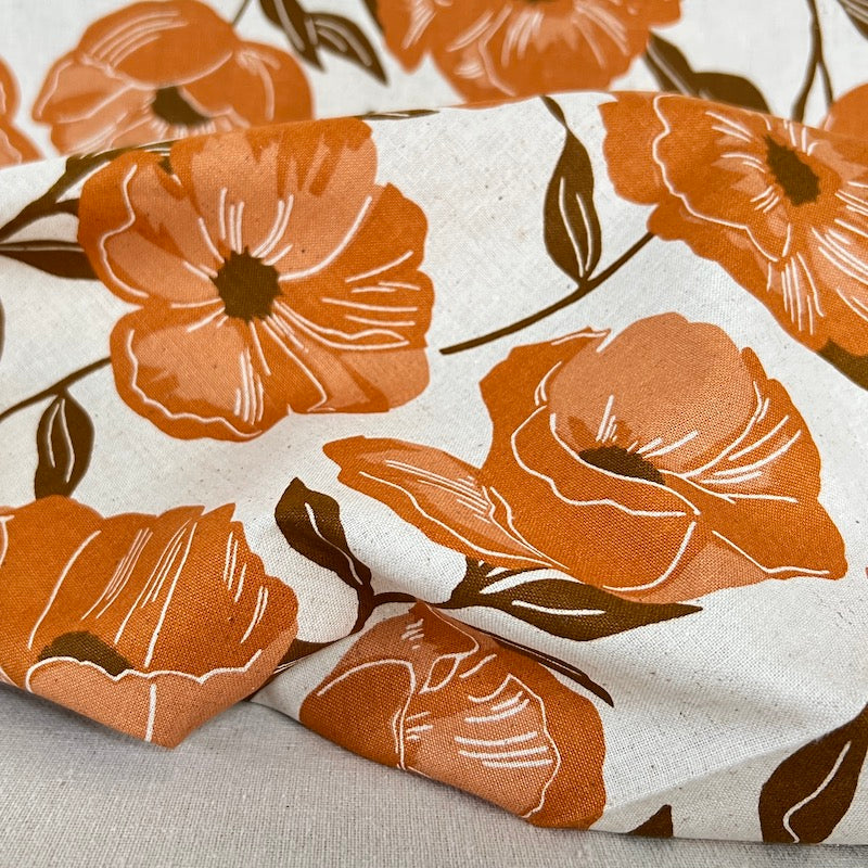 Koizumi - Linen Cotton Sheeting - Poppies - Saffron
