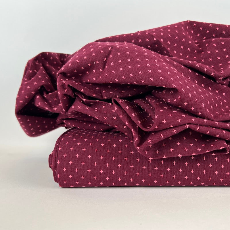 Diamond Textiles - Manchester Collection - Tiny Pluses Woven Cotton - Plum Pink