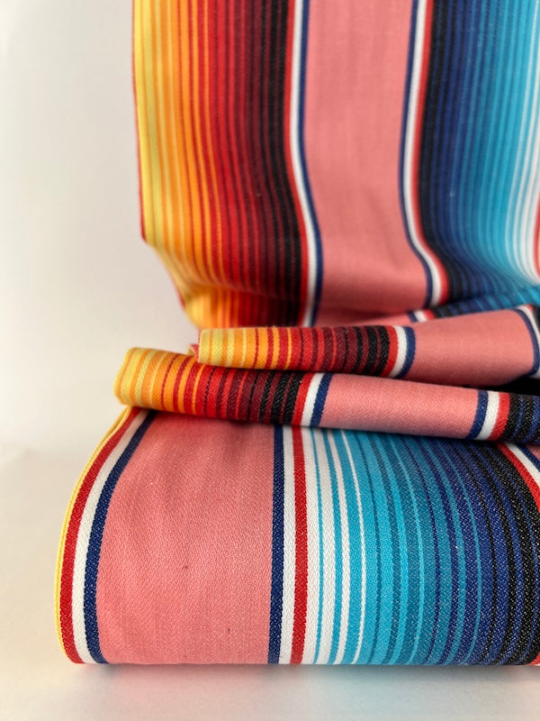 Diamond Textiles - World Fabrics - Cotton Stripe - Multi Colored Pink and Blue