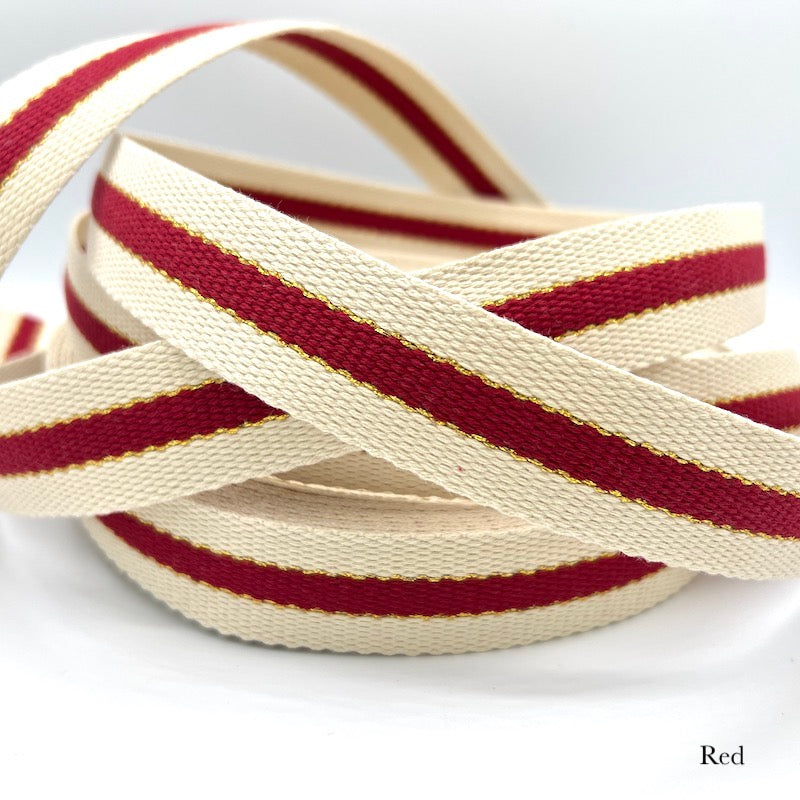 Cotton Webbing - 1 1/4" (30mm) - Striped With Metallic - Various Colors