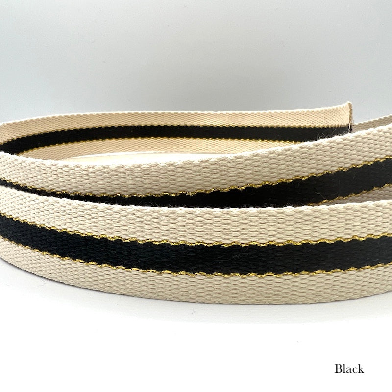 Cotton Webbing - 1 1/4" (30mm) - Striped With Metallic - Various Colors