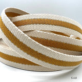 Cotton Webbing - 1 1/4" (30mm) - Striped With Metallic - Various Colors