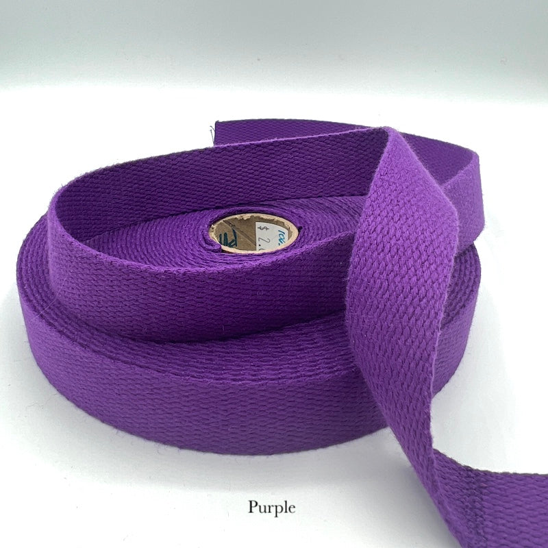Cotton Webbing - 1" (25mm) - Various Colors