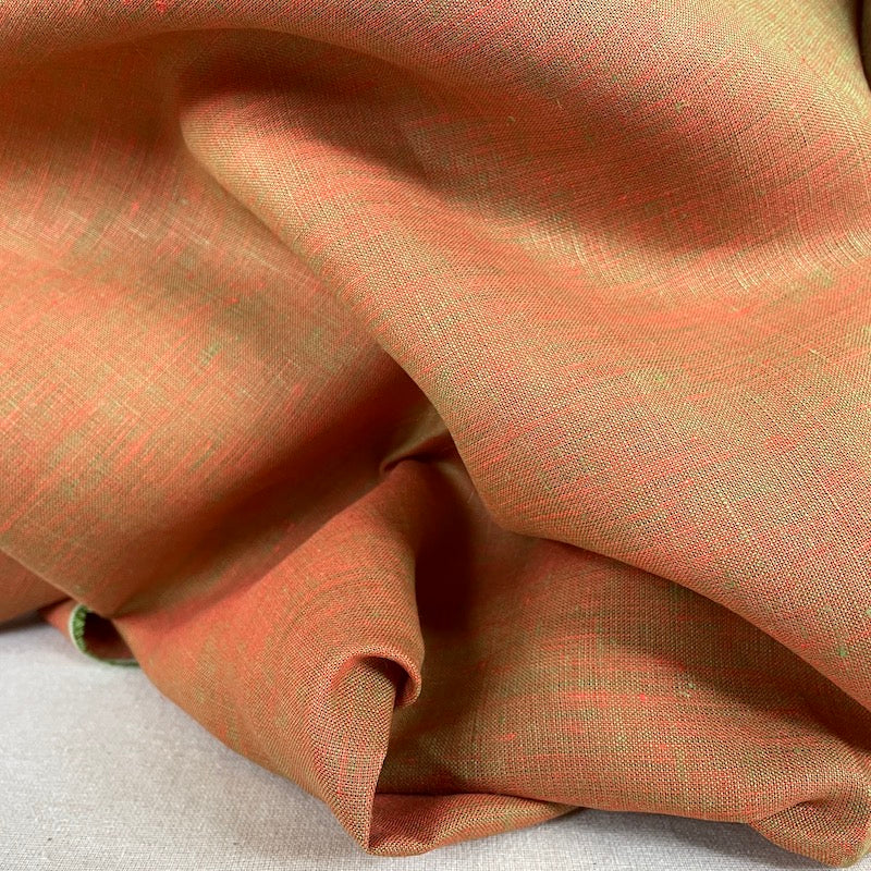Lino Textile - Linen - Two Tones - Orange and Green