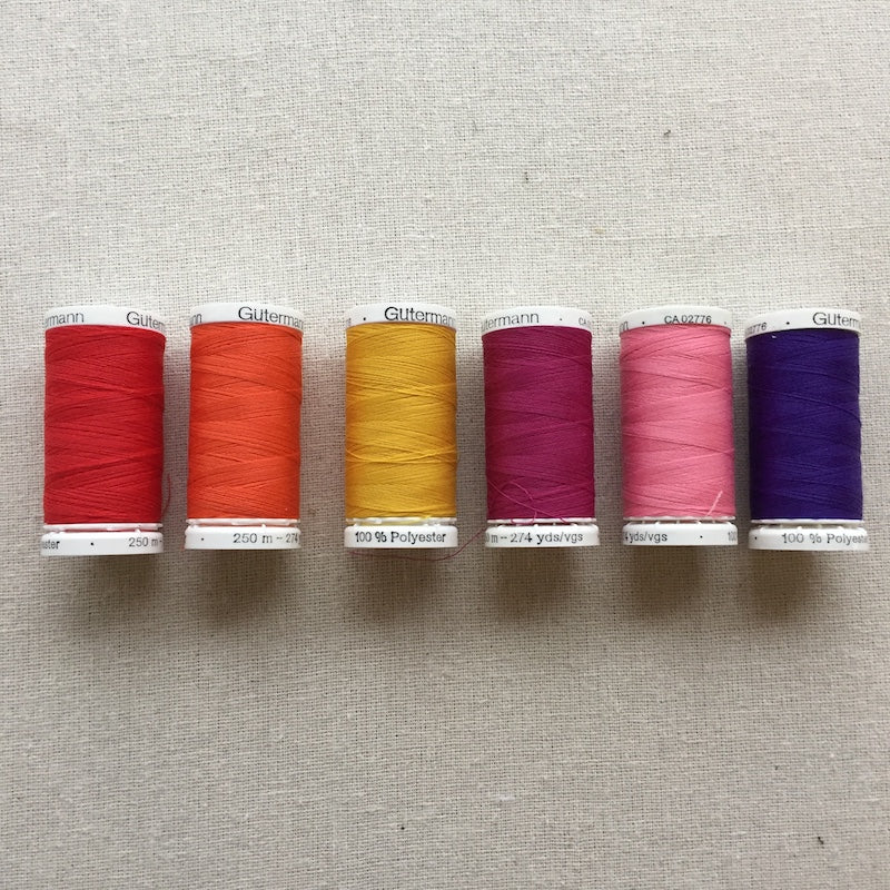 Gütermann Thread - Sew-All Polyester - 274 yards - Yellow, Red, Pink, Orange and Purple