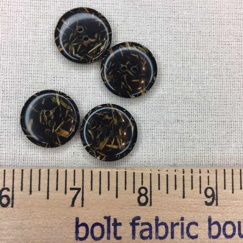 Resin Grass Clippings Black Button - Two Hole - 23mm
